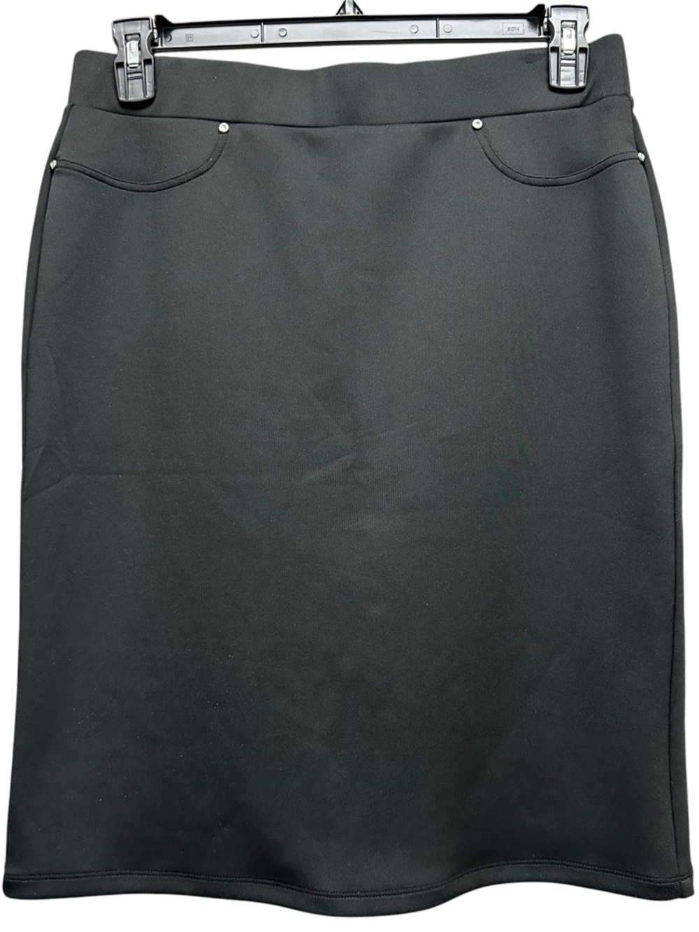 Love Scarlett Black Pencil Skirt with Rivet Pocket Detail